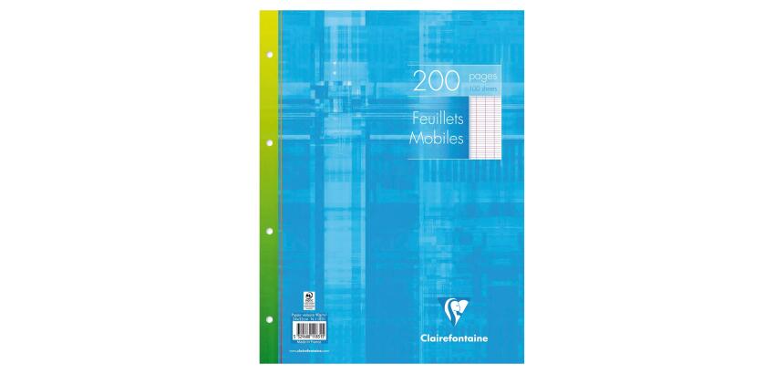Feuillets mobiles sous film 24x32 cm 200 pages perforées 4 trous grands carreaux