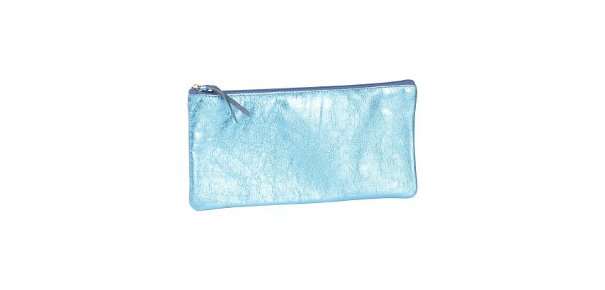MIROR CUIR Trousse plate 22x11 cm Miror Turquoise