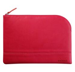 Rhodiarama pochette zippée en simili cuir - taille M (16x22 cm) - Framboise