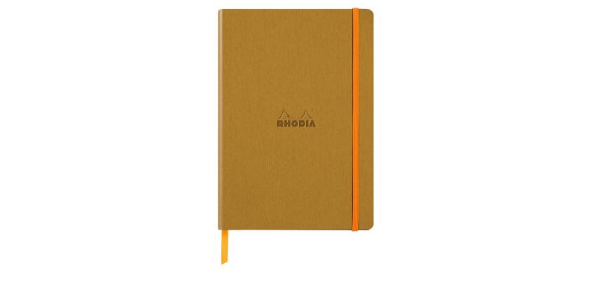 Rhodiarama carnet souple A5 160 pages ligné papier ivoire 90g fermeture élastique - Or