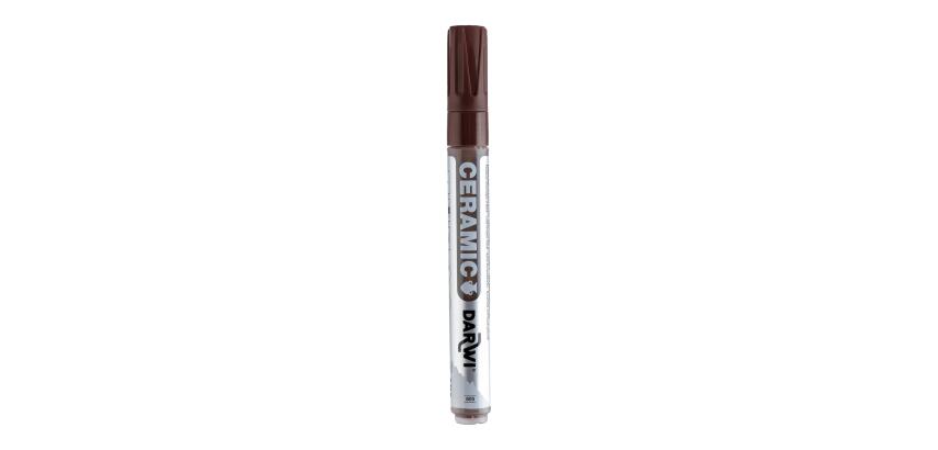 DARWI Kalte Keramikfarbe, Marker 2mm Spitze, Inhalt 6ml, Dunkelbraun - Dunkelbraun