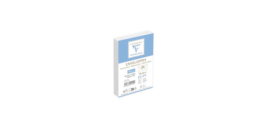 Paquet de 20 Enveloppes Blanches Doublées Triomphe 90x140mm - Gommées - 130g/m2 - Blanc