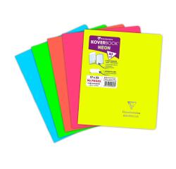 Cahier piqué Koverbook Neon 17x22cm 96 pages ligné + marge couverture polypropylène opaque - Assortis