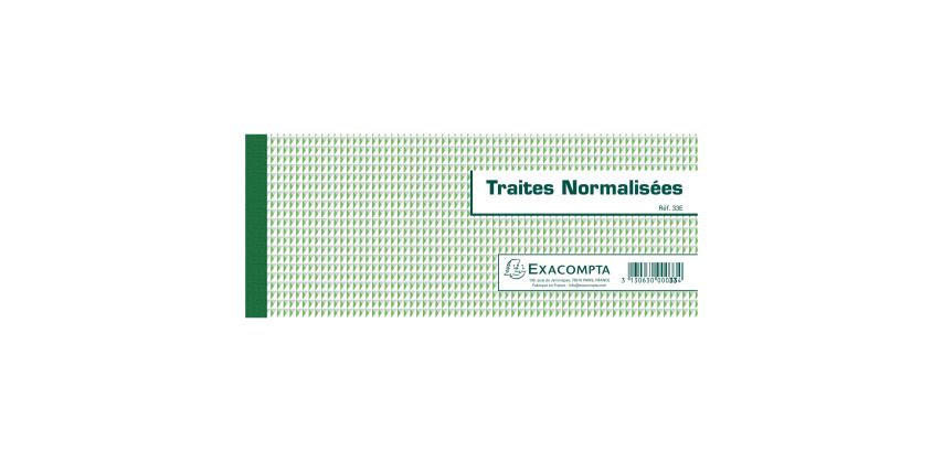 Block „Standardisierte Wechsel“ NF K 11030-1 mit 50 Blättern - Horizontales Format des Wechsels 10,1x21cm