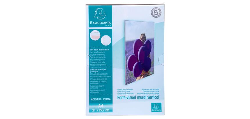 Porte-visuel mural vertical A4 - Cristal