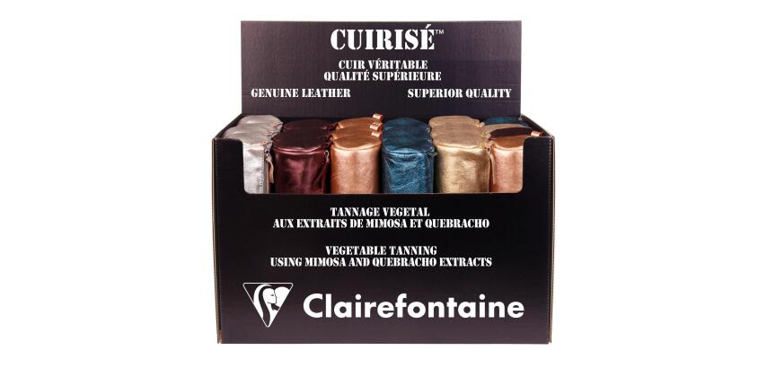 Présentoir 24 trousses rondes Clairefontaine Cuirisé - Assortis