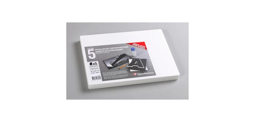 Carton Mousse lot 5 feuilles A4 5mm - Blanc