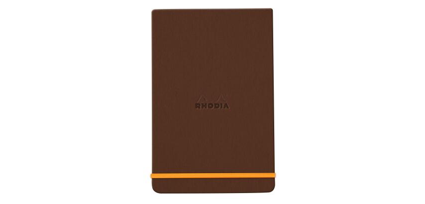 Rhodiarama Webnotepad rembordé rigide 9x14 cm 192 pages ligné microperforé papier ivoire 90g fermeture élastique - Bronze