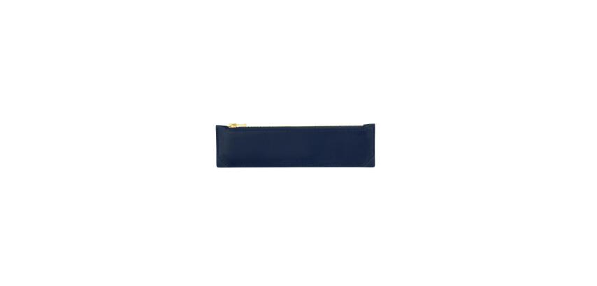 Trousse stylo en cuir, petit modèle - Bleu marine