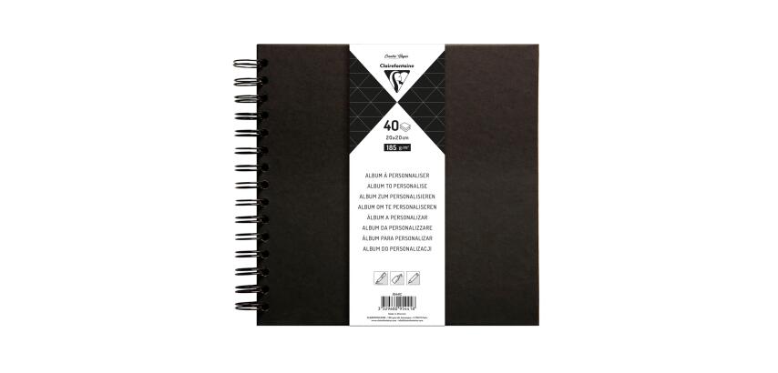 Album à personnaliser de 40 feuilles 185g/m2 au format 20x20cm - Noir