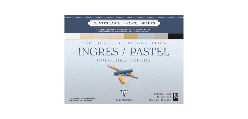 Ingres Pastel bloc collé 25F 30x40cm 130g - Assortiment pastel