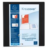 Classeur PP personnalisable Kreacover - 4 anneaux en D 60mm - A4 maxi - Noir