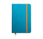 Rhodiarama hardcover notitieboekje 9x14 cm, 96 blad gelijnd ivoorkleurig papier van 90g, sluiting met elastiek - Turquoise
