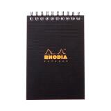 Notepad Rhodiactive 90g reliure intégrale A6 10,5x14,8 cm 160 pages petits carreaux 5x5 microperforé - Noir