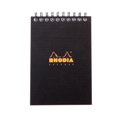 Rhodiactive spiraalblok A6 10,5x14,8 cm, 80 blad klein geruit 5x5, met microperforatie, 90g - Zwart