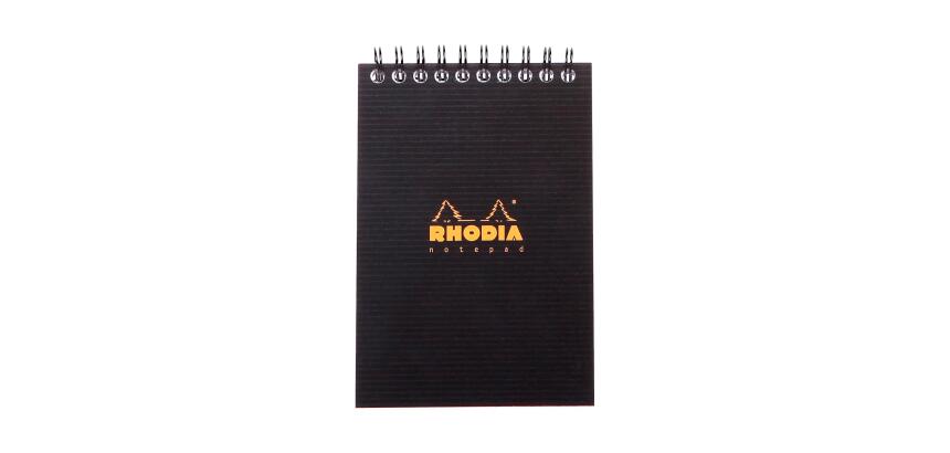 Rhodiactive Notepad 90g full binding A6 10.5x14.8 cm 160 pages small squares 5x5 micro-perforated - Black