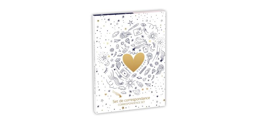 Adolie, Set de correspondance 12x16,5 cm contenant 8 cartes simples 11x15,5 cm assorties et 8 enveloppes Pollen C6 blanc naturel