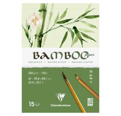 Bamboo, 1-seitig geleimter Block mit 15 Blatt Bambuspapier, A1, 250g
