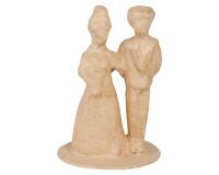 Braunes Pappmaché, Brautpaar Mann und Frau 8,5cm - Kraft