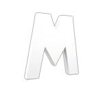 Weißes Pappmaché, Buchstabe M, 20,5cm - Weiß