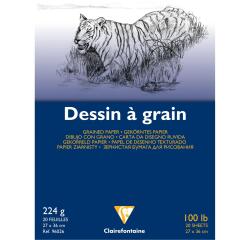 Gekörntes Zeichenpapier, Block geleimt, 20 Blatt, 224g, 27x36 cm weiß
