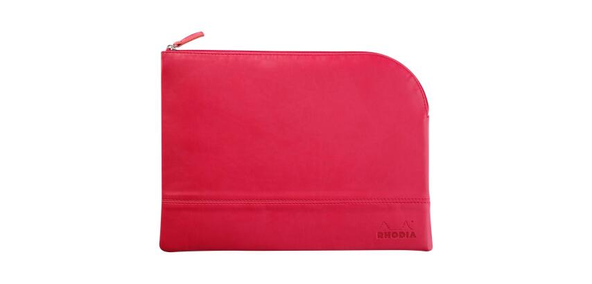 Rhodiarama etui met rits in kunstleer - maat L - 21x28 cm - Framboos