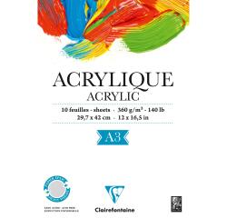 Blok Acrylverf 10 blad A3 (29,7x42cm) 360g gelijmd 1 zijde