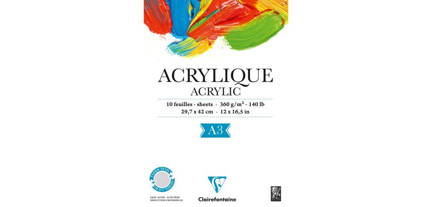 Clairefontaine Acrylic Pad DIN A3 10 Sheets, 360g