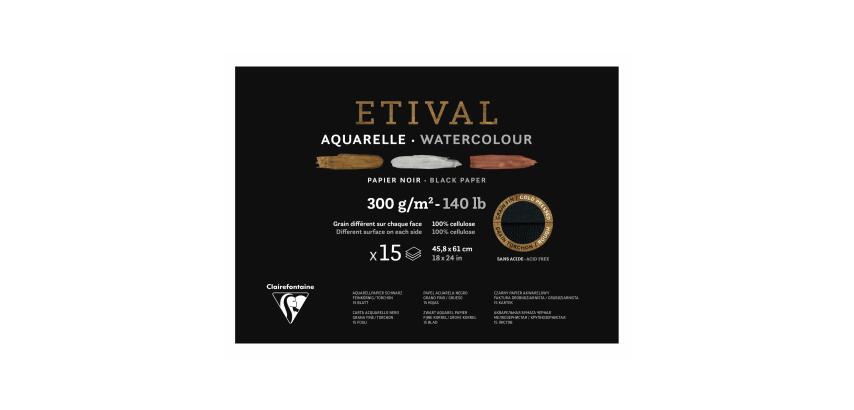 Etival Noir bloc collé 1 côté 15F 45,8x61cm 300g double grain