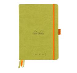 Rhodiarama Goalbook A5 met hardcover, 120 blad gestippeld wit papier van 90g - Anijsgroen