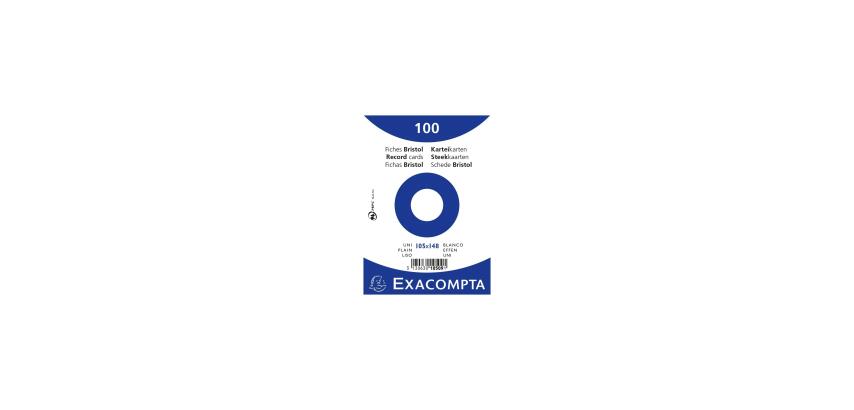 Paquete 100 fichas Exacompta cartulina Bristol retractil - liso sin taladro 105x148mm - Blanco