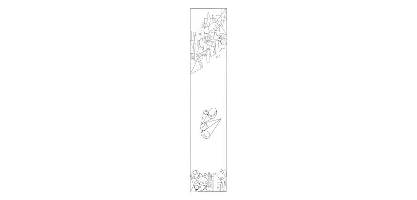 100% silk scarf - 180x43cm Geometry - White