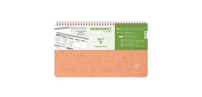 My.weekly.planner Age Bag cahier reliure intégrale en-tête 29,7x17 cm 120 pages détachables Semainier de bureau non daté et réglure DOT au verso - Tabac