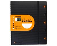 Exabook Rhodiactive rechargeable reliure intégrale A4+ 160 pages petits carreaux 5x5 avec cadre en-tête 80g - Noir