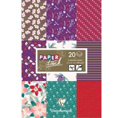 PAPIERS IMPRIMÉS, Bloc de 20 feuilles 200g/m2 au format 14,8x21cm - Hiver floral - Multicolore