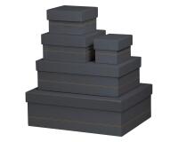 Rhodiarama set 5 boîtes gigognes simili cuir italien 44x34x16 cm - Titane