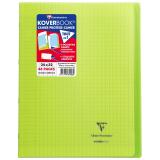 Cahier piqué Koverbook 24x32cm 48 pages grands carreaux couverture polypropylène transparent - Vert