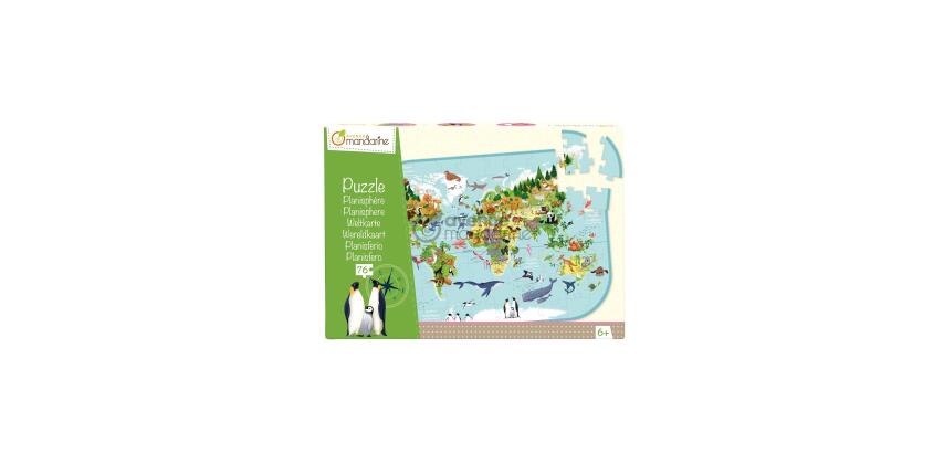 Puzzle éducatif, Planisphère - Multicolore