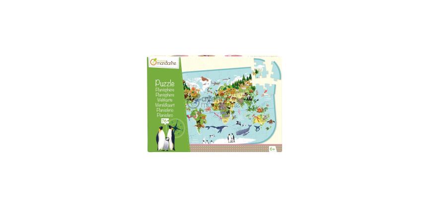 Puzzle éducatif, Planisphère - Multicolore