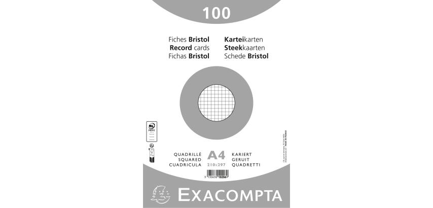Pk100 Exa Rec Cards 21x29.7cm Square Wht - White