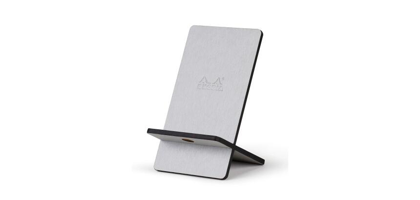 Rhodiarama support pour téléphone mobile simili cuir italien 13x8x8,5 cm - Argent