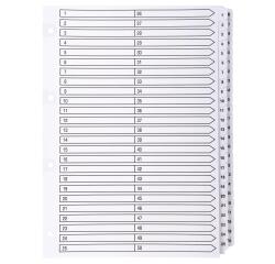 50Z - Separadores Separadores con pestañas impresas cartulina blanca 160 g/m 2 Con pestañas blancas plastifi cadas reforzadas - Blanco