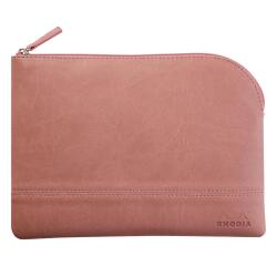 Rhodiarama etui met rits in kunstleer - maat M - 16x22 cm - Bois de rose