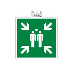 Panneau PP adhésif Point de rassemblement 20x20 cm - Vert