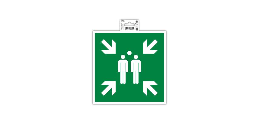 Panneau PP adhésif Point de rassemblement 20x20 cm - Vert