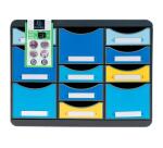 Schubladenbox STORE BOX MULTI, 11 offene Schubladen, Bee Blue - Farben sortiert