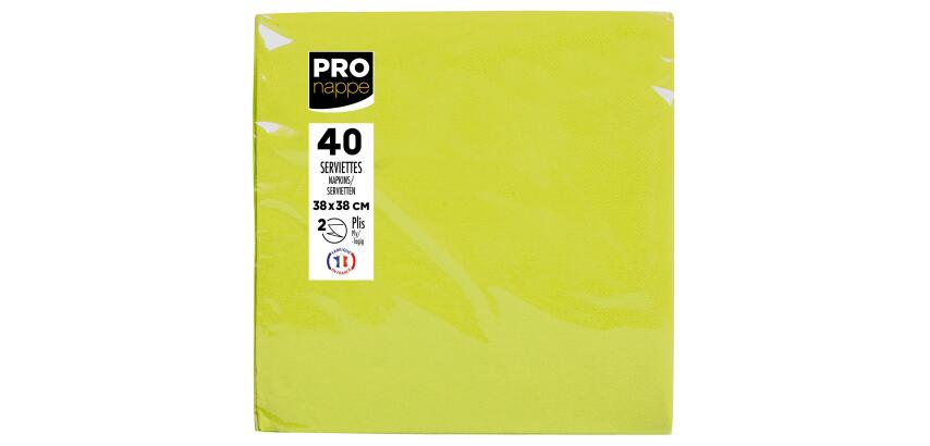 Paquet de 40 serviettes micro-gaufrées ouate 2 plis - 38x38 cm