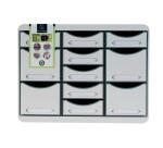 Schubladenbox STORE BOX MULTI, 11 offene Schubladen, Office - Lichtgrau