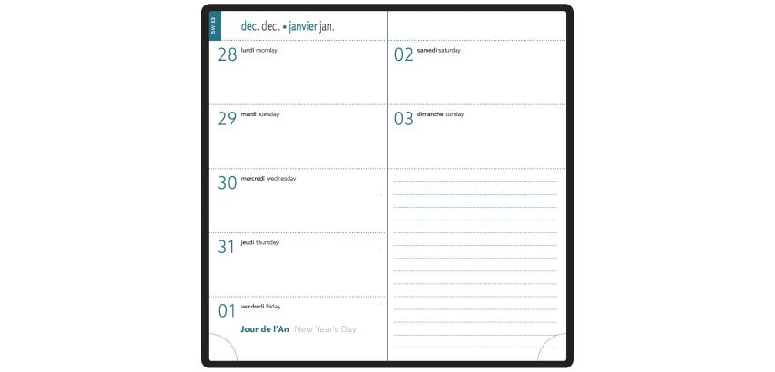 Recharge agenda de poche EasyTime 17 9 x 17 cm Janvier à Décembre 2027