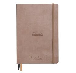 Rhodiarama Goalbook Creation rembordé rigide A5 160 pages papier Maya noir lisse dot 120g avec élastique - Taupe